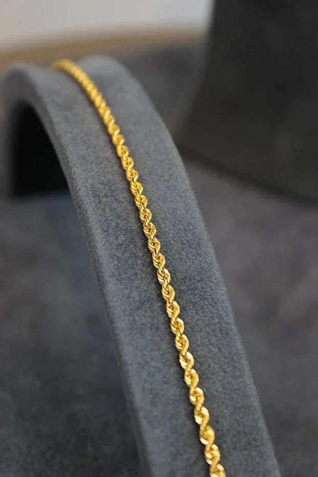 14 Carat Gold Rope Twist Chain Bracelet