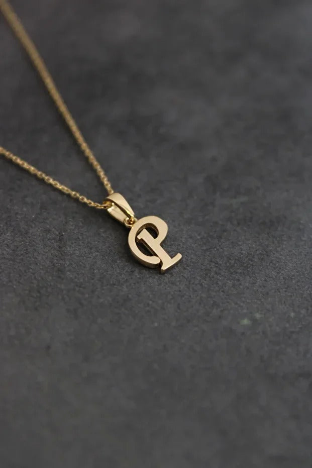 14 Carat Gold Letter P Handwritten Necklace