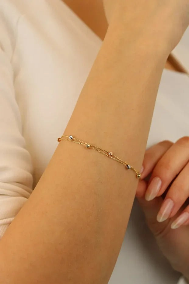 14 Carat Gold Dorika Double Chain Bracelet