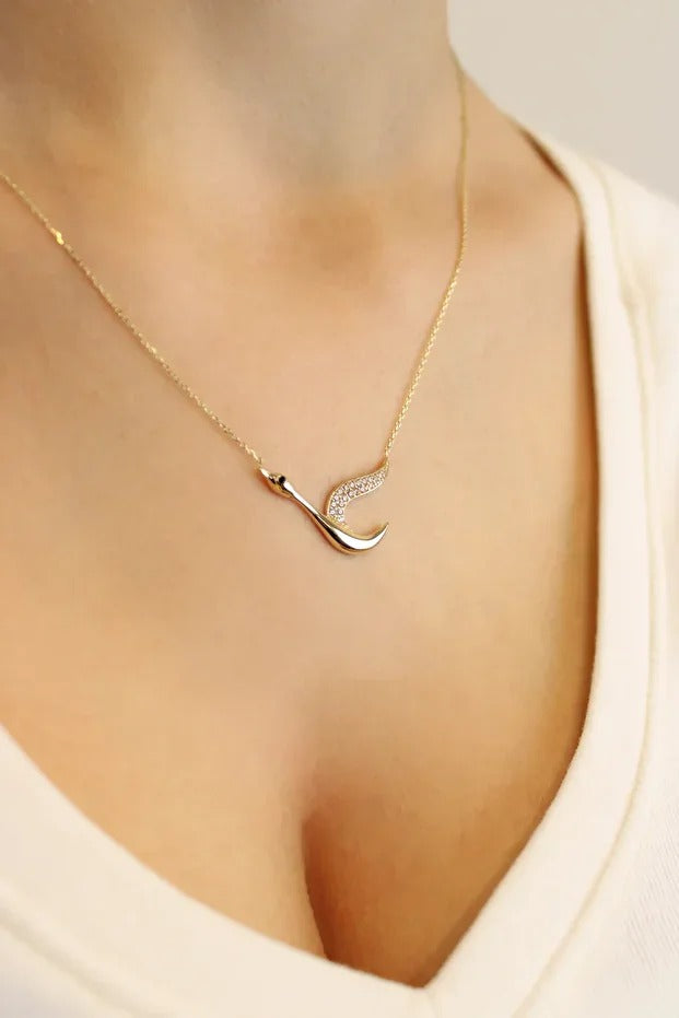 14 Carat Gold Crane Bird Genius Series Necklace