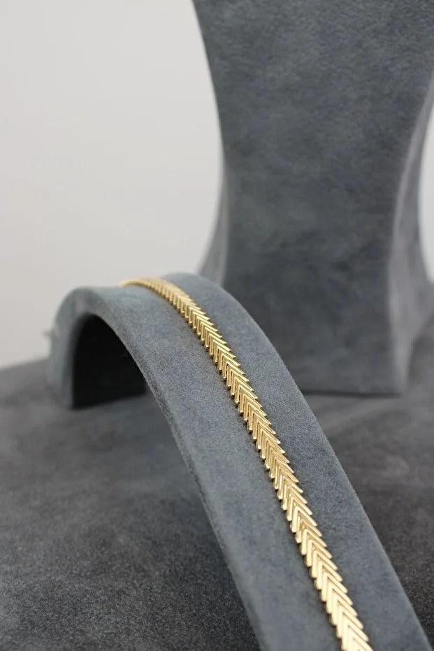 Fishbone Gold Bracelet 14 Carat Gold Bracelet 18.5 cm