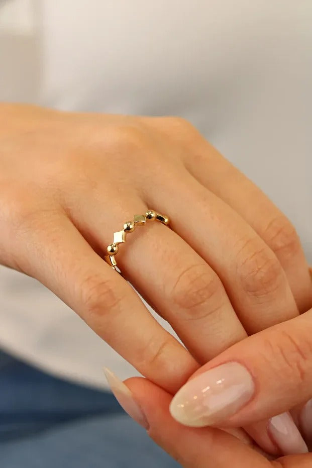 14 Carat Gold Symmetrical Joint Ring