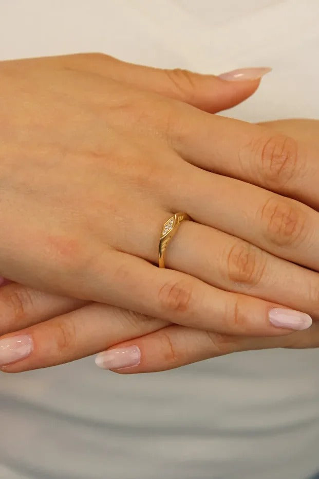 14 Carat Gold Triangle Cut Ring