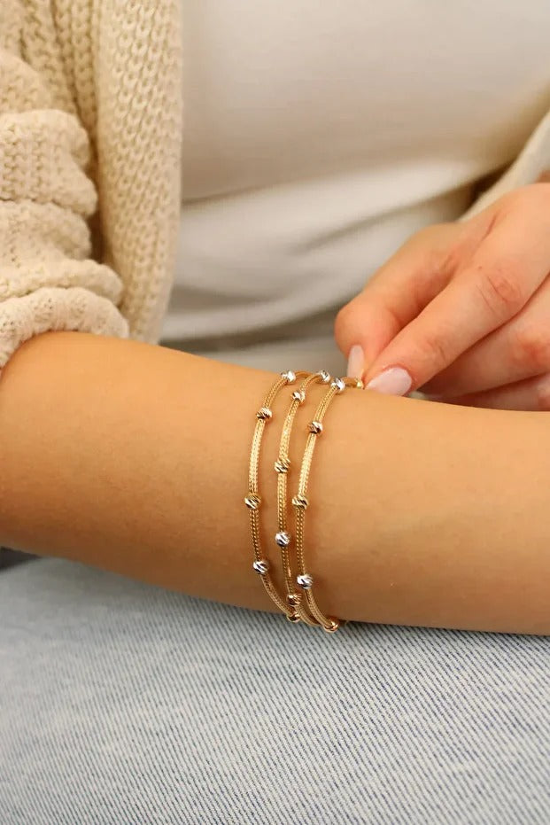 3 Row Dorika Bracelet 14 Carat Gold Bracelet 18 cm 9.74 grams