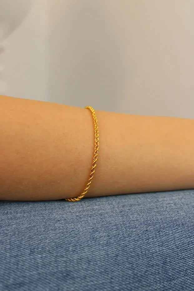 14 Carat Gold Rope Twist Chain Bracelet
