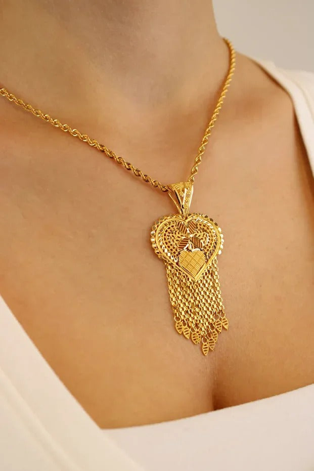 14 Ayar Altın Hint İşi Halat Kolye Zincir