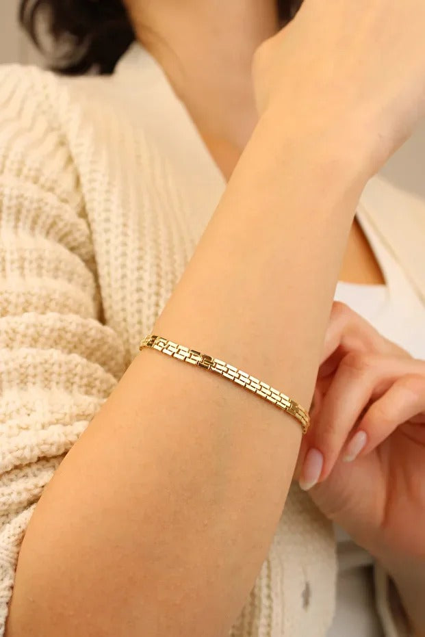 Rolex Model Gold Bracelet 14 Carat Gold Bracelet 18 Cm