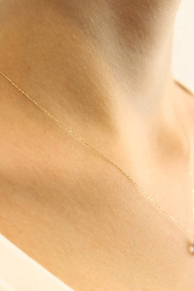 14 Carat Gold Light Blue Crystal Necklace