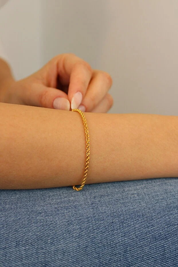 14 Carat Gold Rope Twist Chain Bracelet