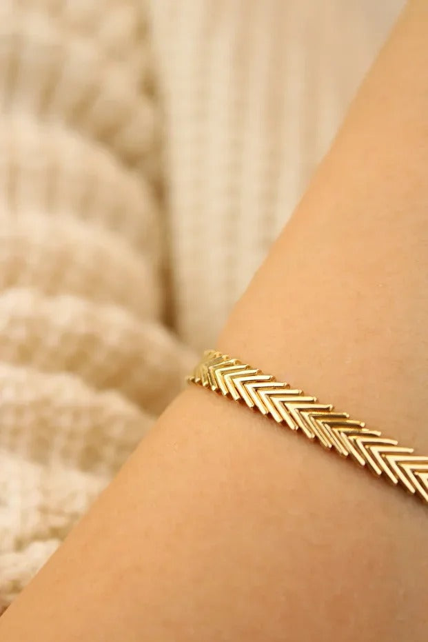 Fishbone Gold Bracelet 14 Carat Gold Bracelet 18.5 cm