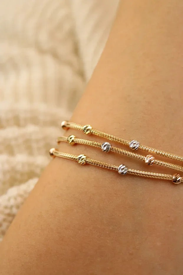 3 Row Dorika Bracelet 14 Carat Gold Bracelet 18 cm 9.74 grams