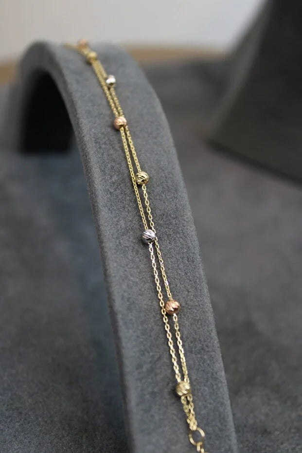 14 Carat Gold Dorika Double Chain Bracelet