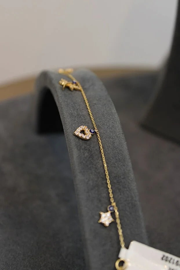 14 Carat Gold Lucky Bracelet with Pendant Chain