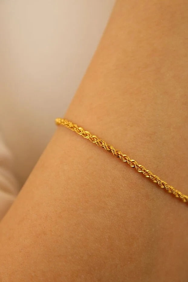 14 Carat Gold Rope Twist Chain Bracelet