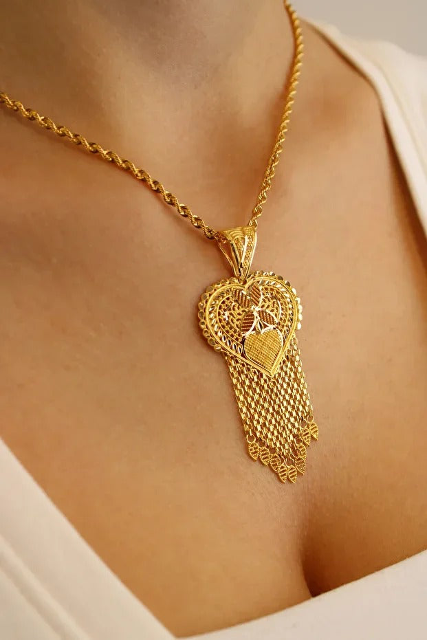 14 Ayar Altın Hint İşi Halat Kolye Zincir