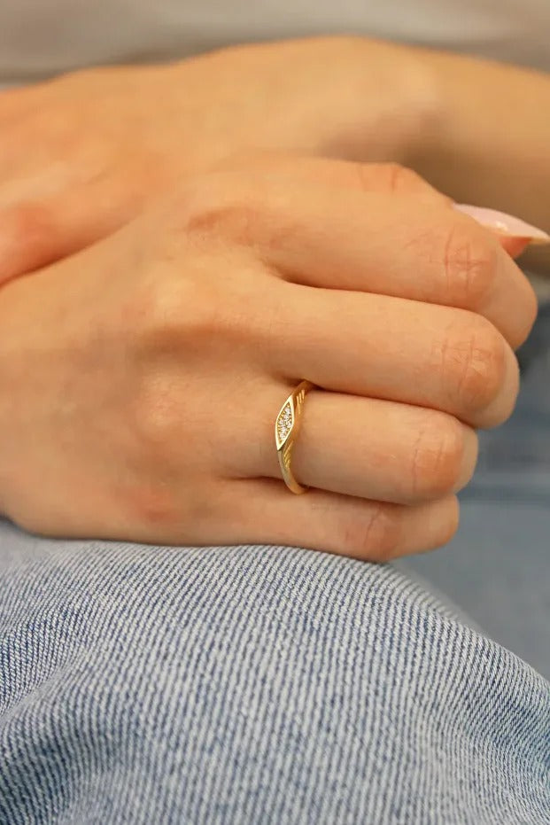 14 Carat Gold Triangle Cut Ring