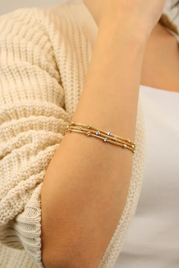 3 Row Dorika Bracelet 14 Carat Gold Bracelet 18 cm 9.74 grams