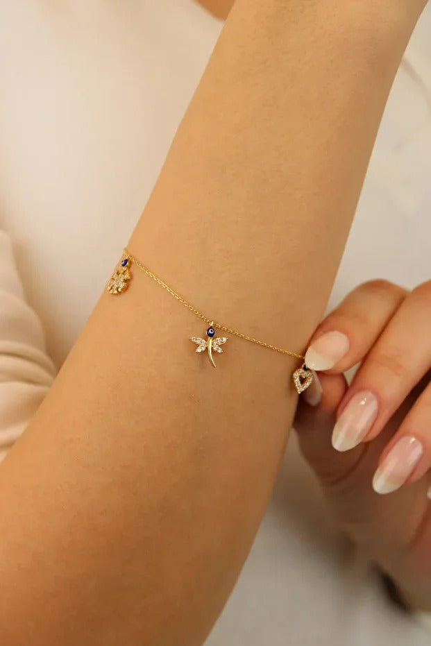 14 Carat Gold Lucky Bracelet with Pendant Chain