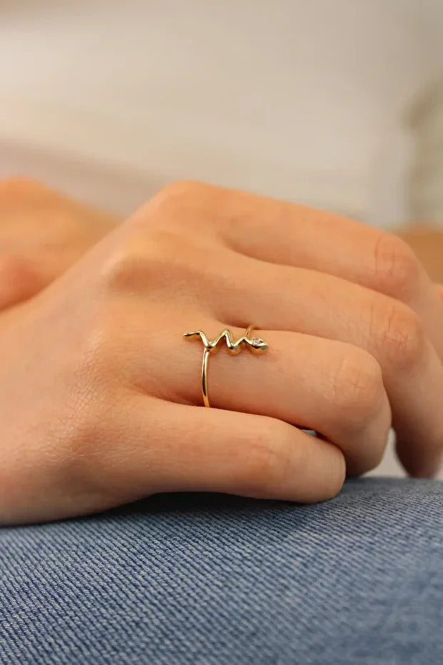 14 Carat Gold Aesthetic Snake Ring