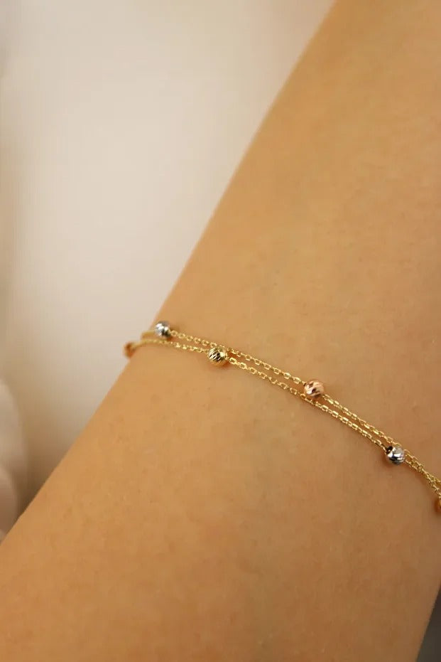 14 Carat Gold Dorika Double Chain Bracelet