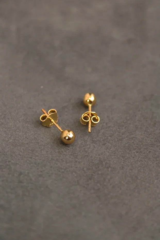 14 Carat Gold Earrings Shiny Ball Earrings