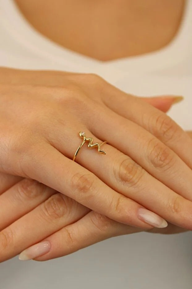 14 Carat Gold Aesthetic Snake Ring