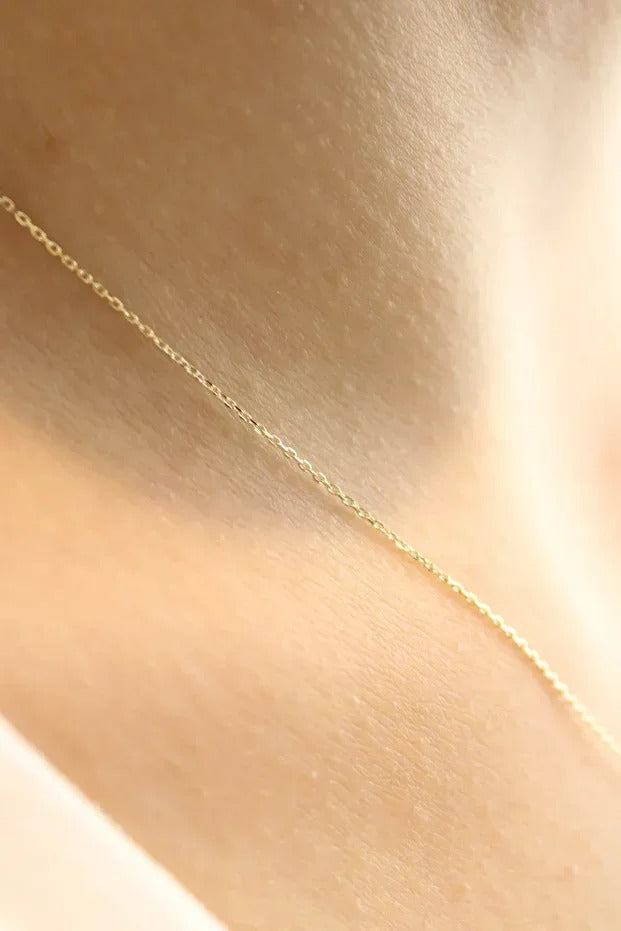 14 Carat Gold Drop Cut Minimal Necklace