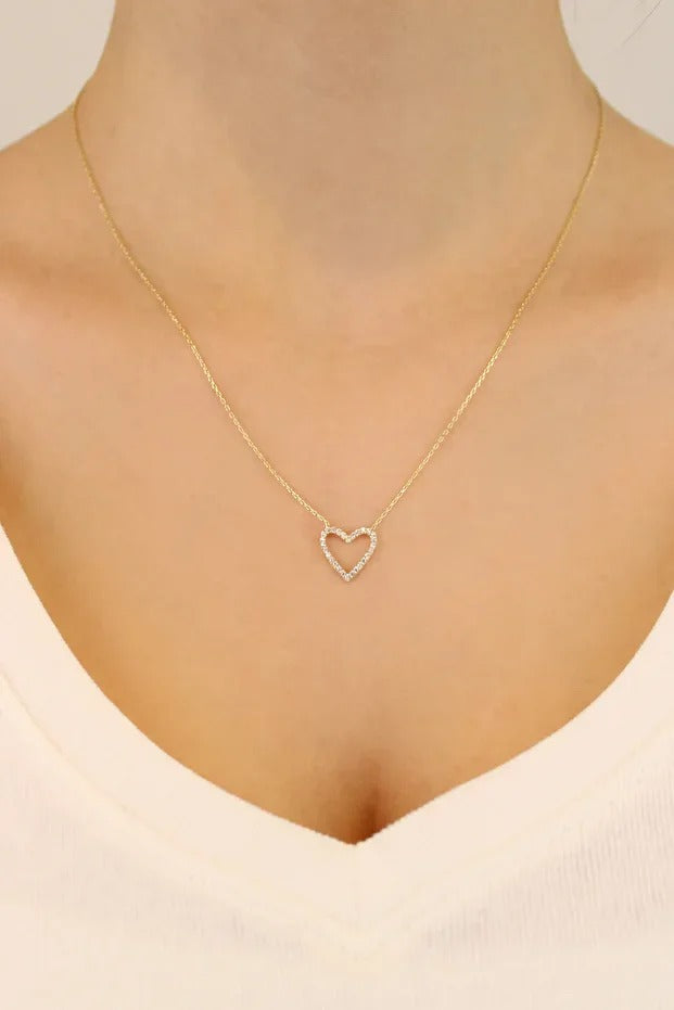 14 Carat Thin Elegant Heart Necklace