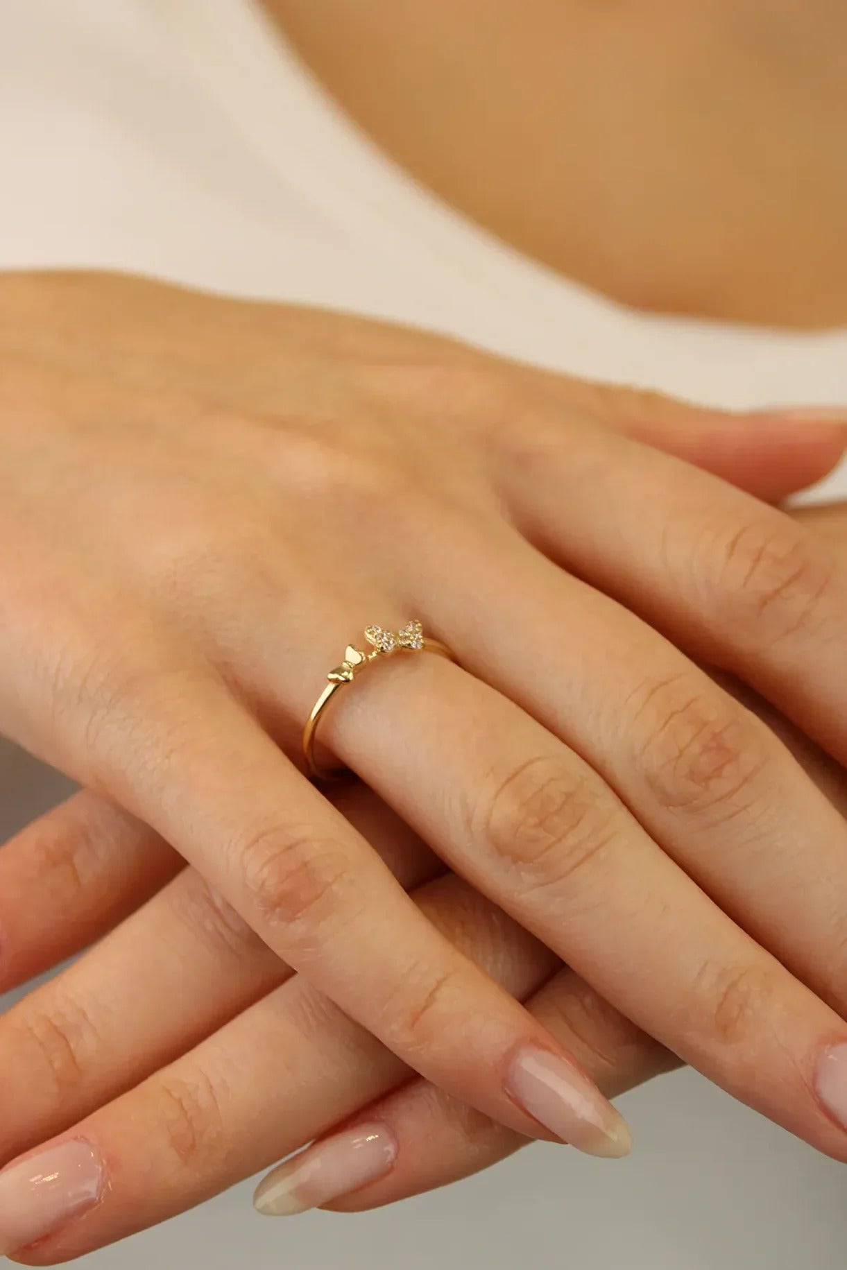 14 Carat Gold Double Butterfly Elegant Ring