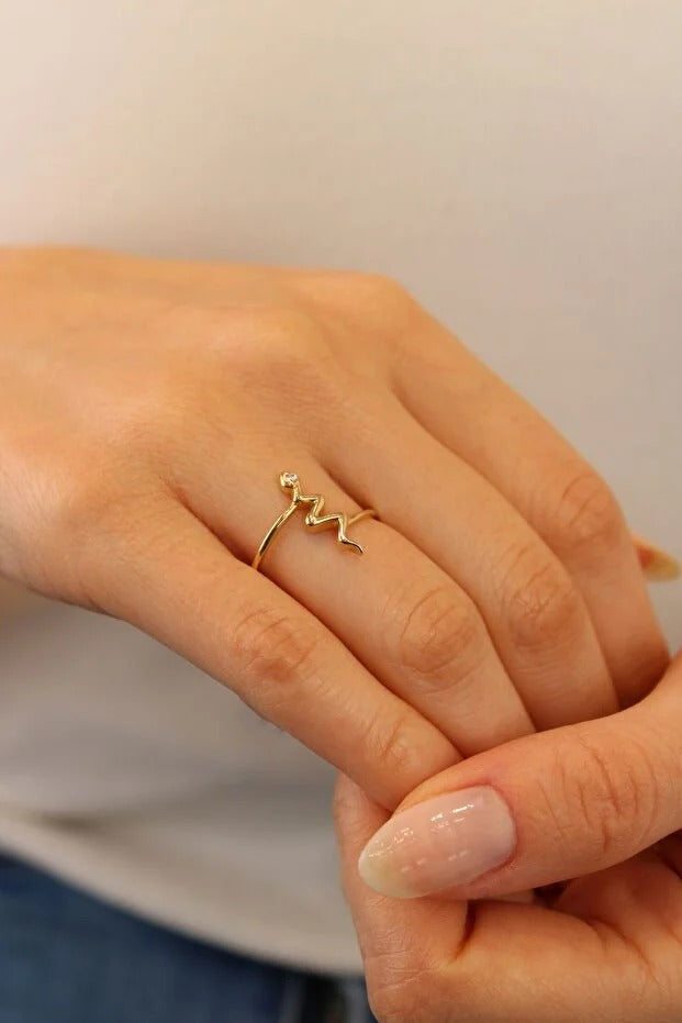 14 Carat Gold Aesthetic Snake Ring