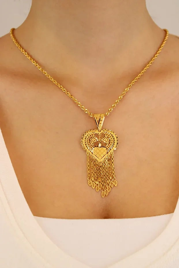 14 Ayar Altın Hint İşi Halat Kolye Zincir