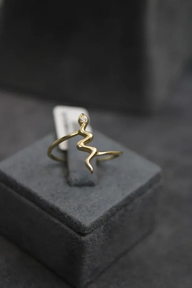 14 Carat Gold Aesthetic Snake Ring