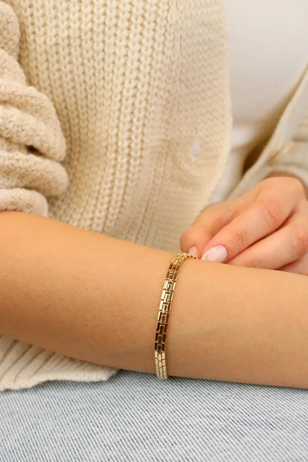 Rolex Model Gold Bracelet 14 Carat Gold Bracelet 18 Cm