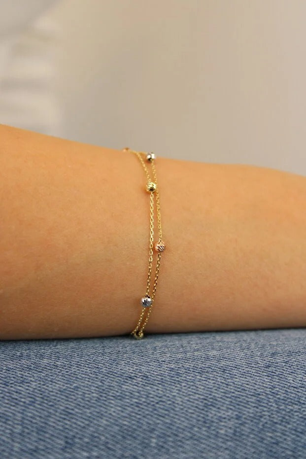 14 Carat Gold Dorika Double Chain Bracelet