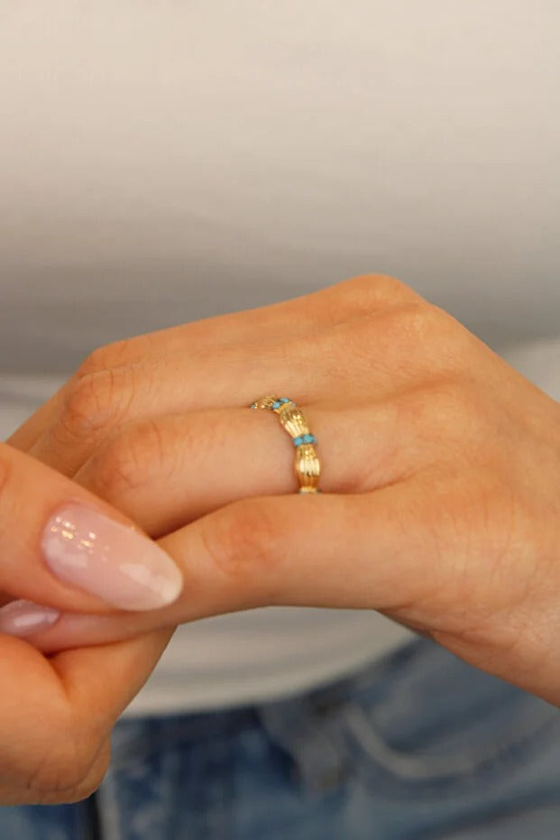 14 Carat Gold Turquoise Drop Ring