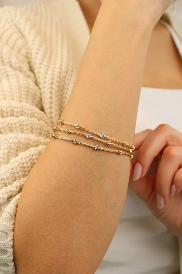 3 Row Dorika Bracelet 14 Carat Gold Bracelet 18 cm 9.74 grams