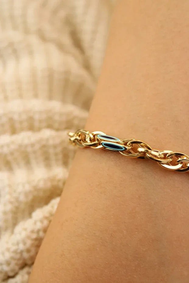 Enameled Hallow Bracelet 14 Carat Gold Bracelet 20cm 11.03 grams