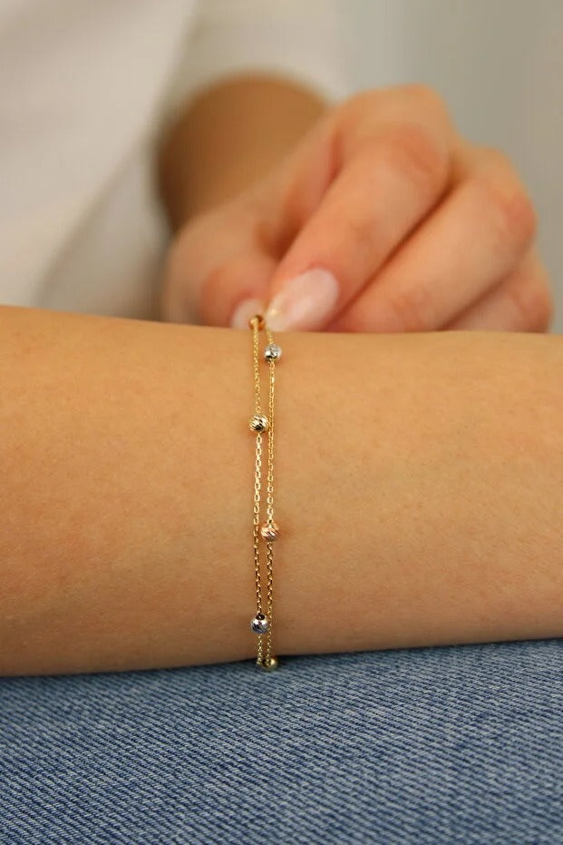 14 Carat Gold Dorika Double Chain Bracelet